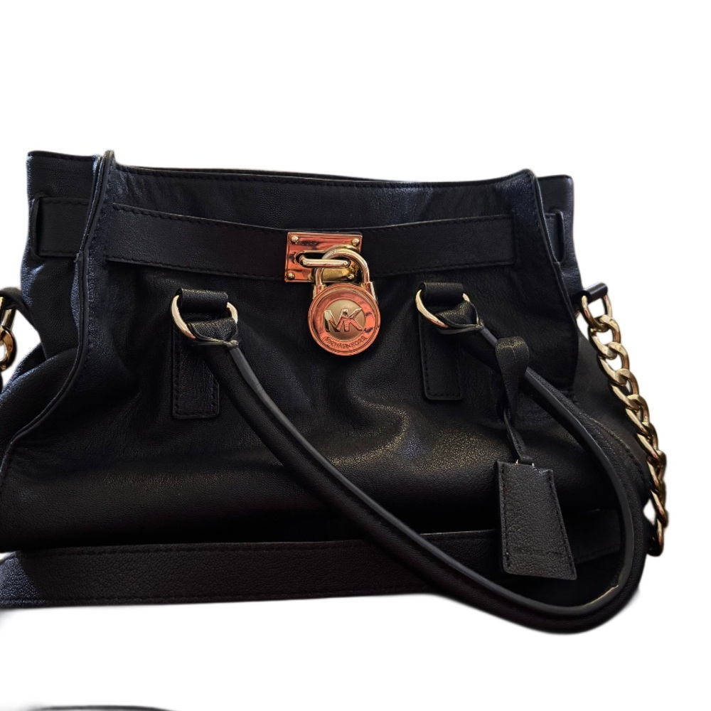 Michael Kors Black Satchel with Gold Chain